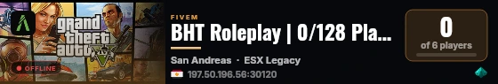 BHT Roleplay | 0/128 Players live status badge