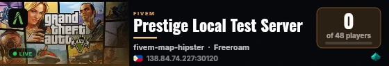 Prestige Local Test Server live status badge