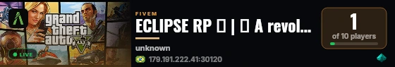 ECLIPSE RP 🐐 | 👹 A revolução do FiveM 👹  🎮 live status badge