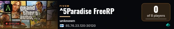 ^5Paradise FreeRP live status badge