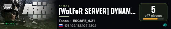 [WoLFoR SERVER] DYNAMIC ESCAPE MISSION TANOA and LIVONIA MAP live status badge