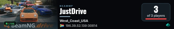 JustDrive live status badge