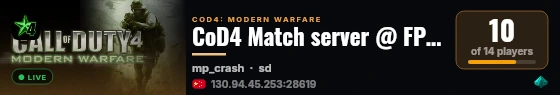 CoD4 Match server @ FPSChallenge.eu live status badge