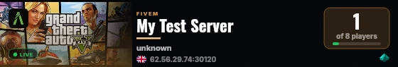 My Test Server live status badge