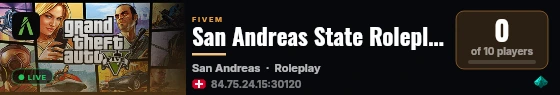 San Andreas State Roleplay live status badge