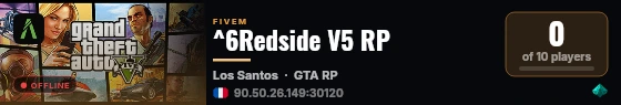 ^6Redside V5 RP live status badge