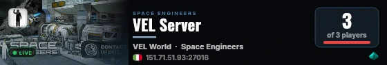 VEL Server live status badge