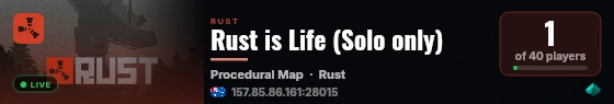 Rust is Life (Solo only) live status badge