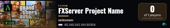 FXServer Project Name live status badge