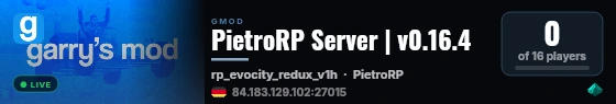 PietroRP Server | v0.16.4 live status badge
