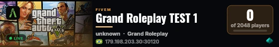 Grand Roleplay TEST 1 live status badge