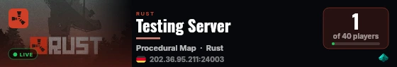 Testing Server live status badge