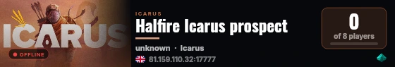 Halfire Icarus prospect live status badge