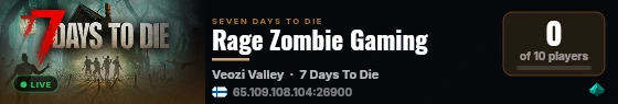 Rage Zombie Gaming live status badge