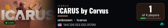 ICARUS by Corvus live status badge