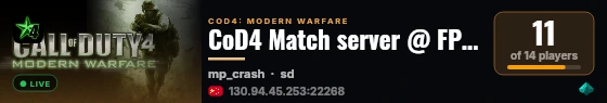 CoD4 Match server @ FPSChallenge.eu live status badge