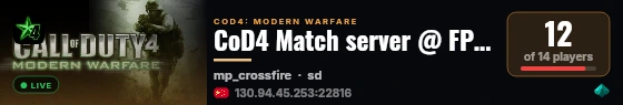 CoD4 Match server @ FPSChallenge.eu live status badge