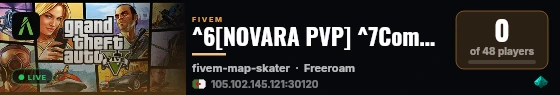 ^6[NOVARA PVP] ^7Competitive FiveM PvP Server live status badge
