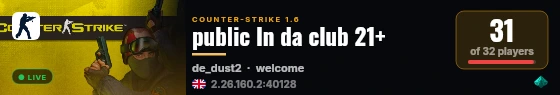 public In da club 21+ live status badge