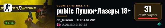 public Пушки+Лазеры 18+ live status badge
