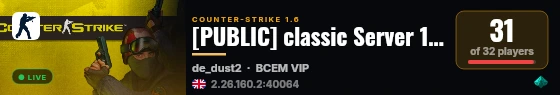 [PUBLIC] classic Server 18+ live status badge