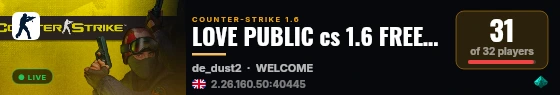 LOVE PUBLIC cs 1.6 FREE VIP live status badge