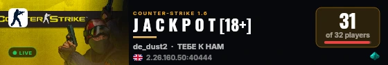 J A C K P O T [18+] live status badge
