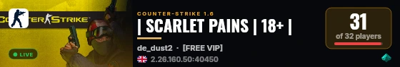 | SCARLET PAINS | 18+ | live status badge