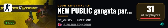 NEW PUBLIC gangsta party 18+ live status badge