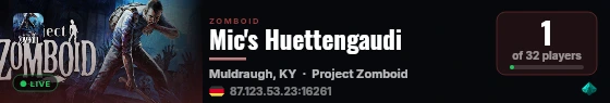 Mic's Huettengaudi live status badge