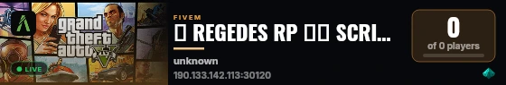🔥 REGEDES RP ▏💻 SCRIPTS ÚNICOS ▏ ▏😂 DIVERSIÓN PLENA ▏💸 1M INICIAL ▏🚨 STAFF 24/7 ▏❌ NO WHITELIST ▏⚡ LOW PING  live status badge