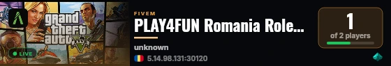 PLAY4FUN Romania Roleplay live status badge