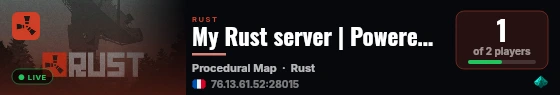 My Rust server | Powered by AMP live status badge