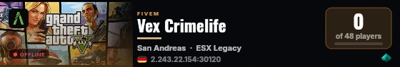 Vex Crimelife live status badge