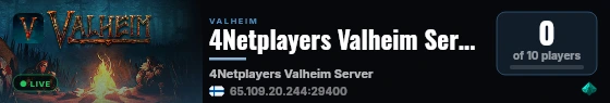 4Netplayers Valheim Server live status badge