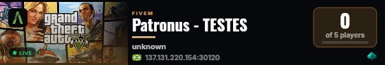 Patronus - TESTES live status badge