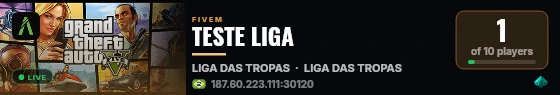 TESTE LIGA live status badge