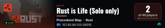 Rust is Life (Solo only) live status badge