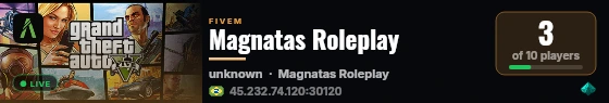 Magnatas Roleplay live status badge