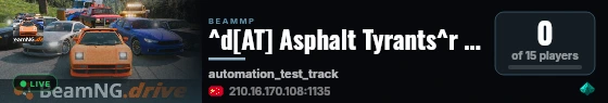 ^d[AT] Asphalt Tyrants^r   #5公开服——自动化测试赛道 live status badge