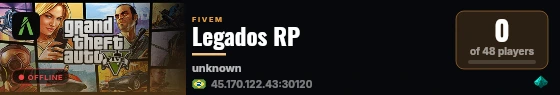Legados RP live status badge