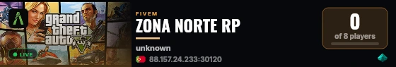 ZONA NORTE RP live status badge