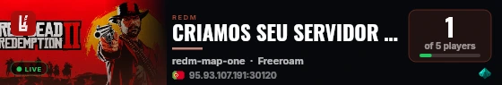 CRIAMOS SEU SERVIDOR REDM live status badge