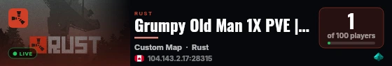 Grumpy Old Man 1X PVE |Kits|Skins|BackPack|Shop|RaidableBase live status badge