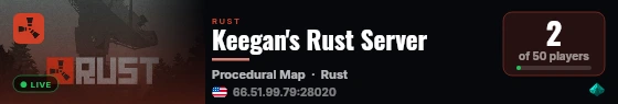 Keegan's Rust Server live status badge