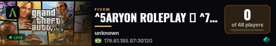 ^5ARYON ROLEPLAY 🌌 ^7| 🚀 Uma Nova Era do RP 🚀 | 💎 Grupo Diamante Games 💎 live status badge