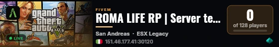 ROMA LIFE RP | Server test Mans live status badge