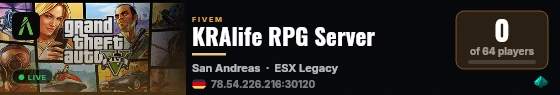 KRAlife RPG Server live status badge