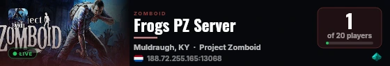 Frogs PZ Server live status badge