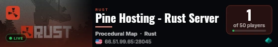Pine Hosting - Rust Server live status badge